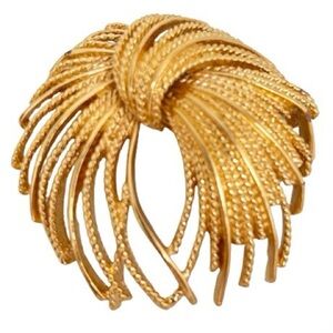 Vintage Monet Signed Mirador Gold Tone Brooch 1950s MCM 50s